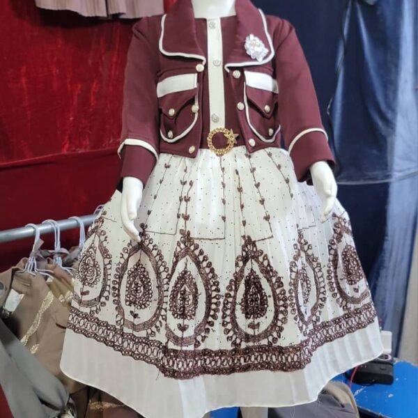 فستان بناتي قطعتين احمر